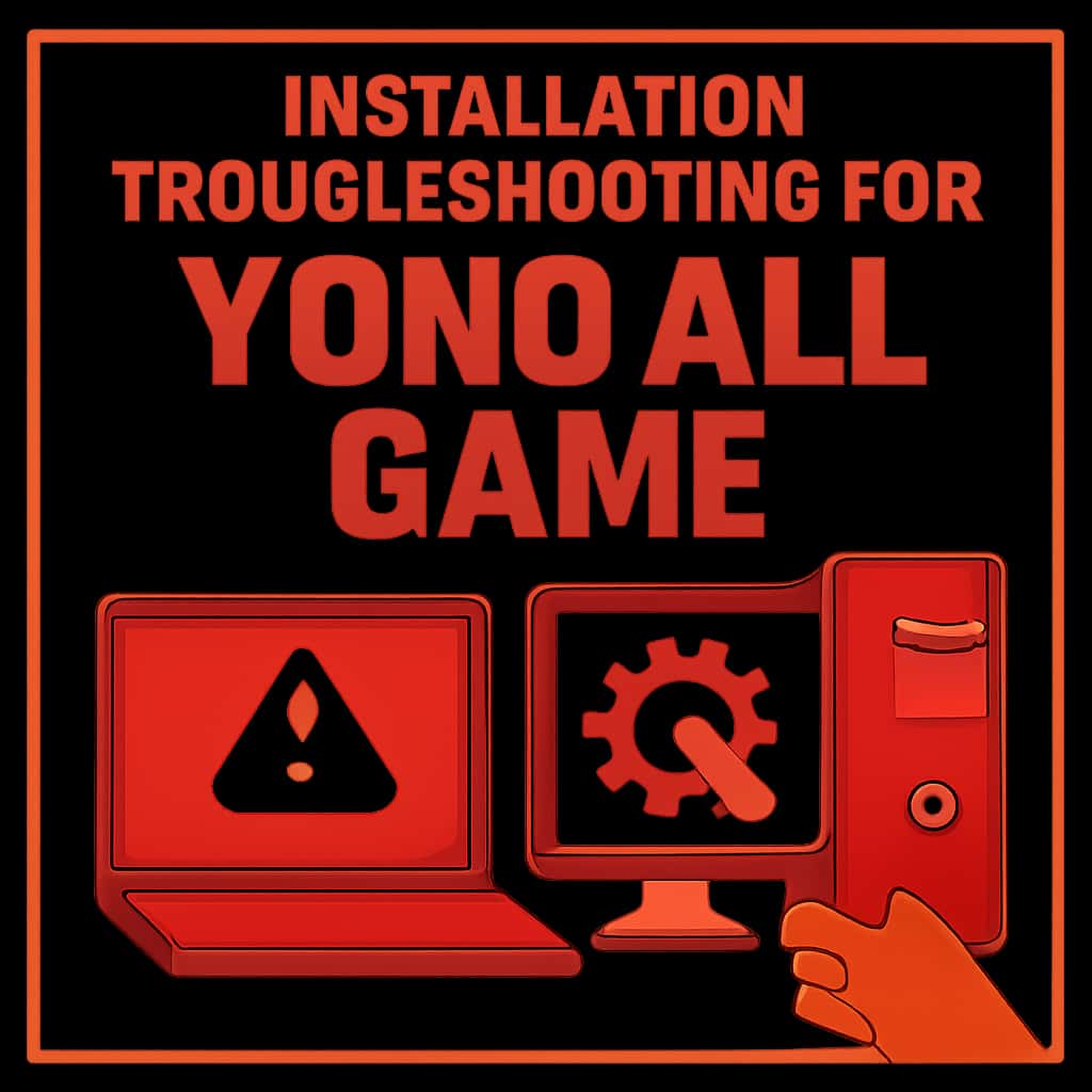 An educational illustration regarding installation troubleshooting for Yono All Game.