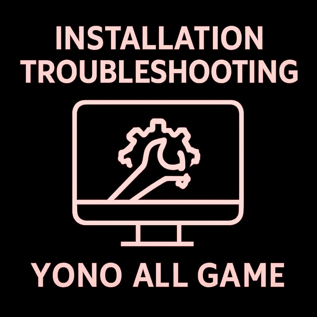 An informative badge about Installation Troubleshooting for Yono All Game.
