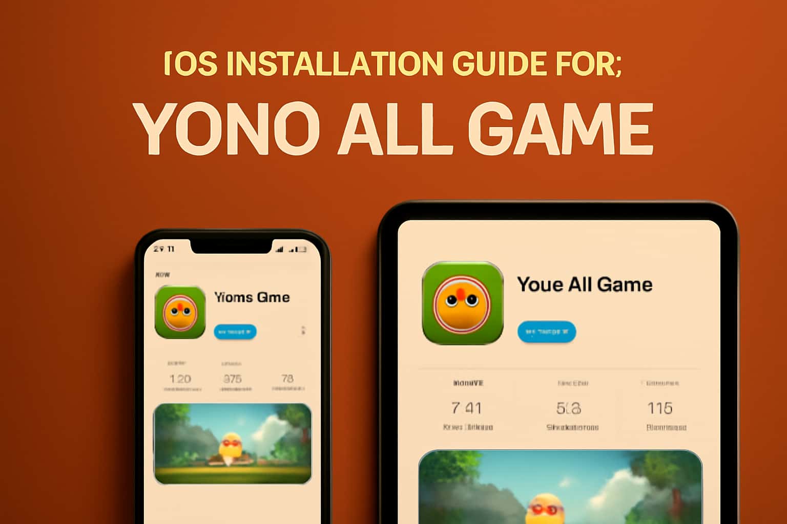 Informational scene depicting the iOS Installation Guide for Yono All Game.