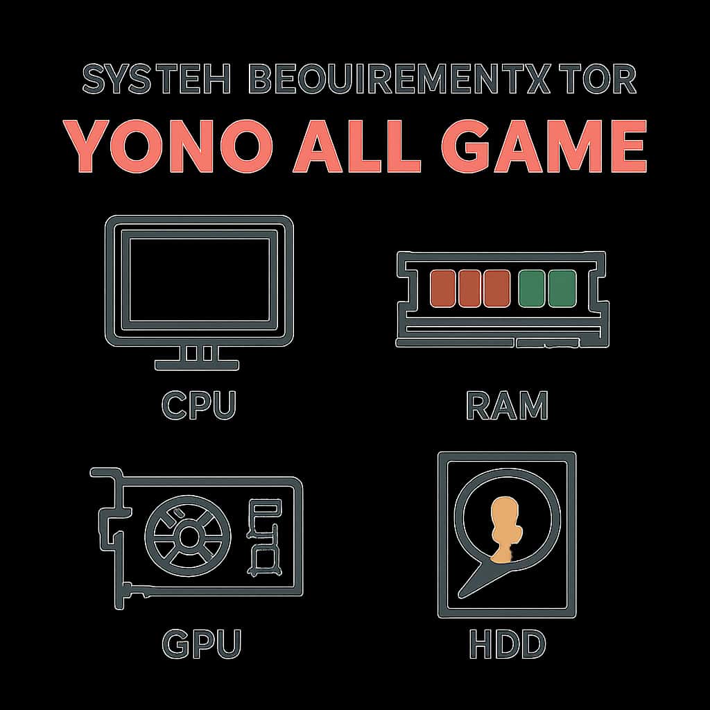 Illustration explaining system requirements for Yono All Game.